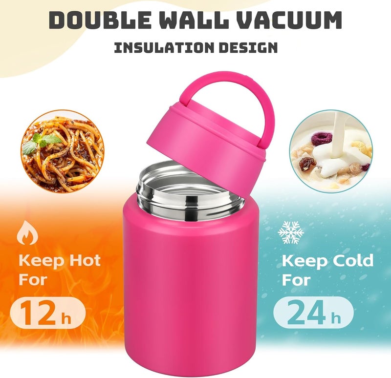 Haweek Soup Thermo for Hot Food Kids 16oz Insulated Food Jar Leakproof Thermo Lunch Container for Kids Wide-Mouth Stainless Steel Lunch Box for School with Handle Folding Spoon(3+)​ - Image 5